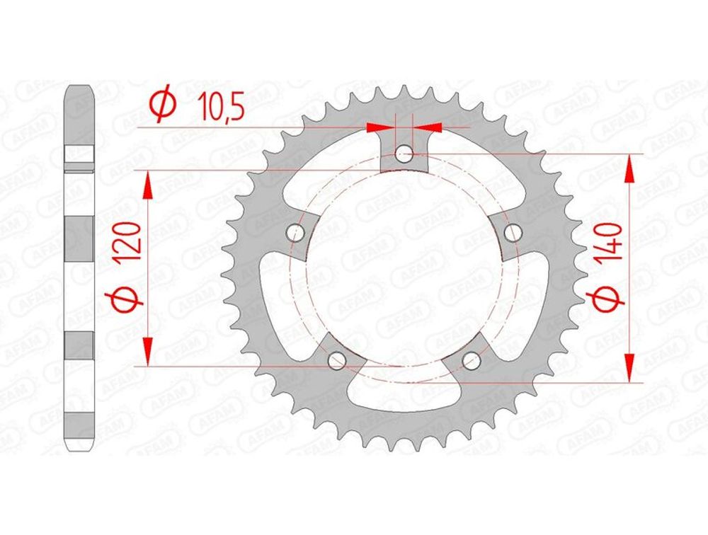 SP 1074755002 AFAM Standard Stahlritzel hinten 86500 - 525    passend fuer TRIUMPH THRUXTON 865 EFI