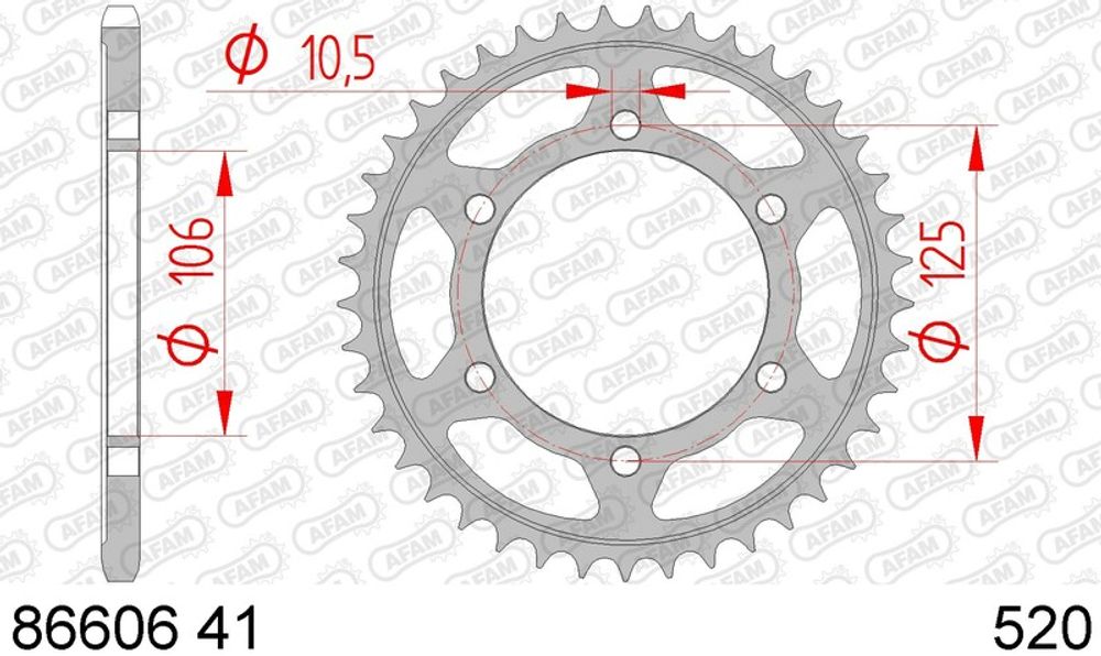 SP 1074761001 AFAM Standard Stahlritzel hinten 86606 - 520    passend fuer TRIUMPH BONNEVILLE 900