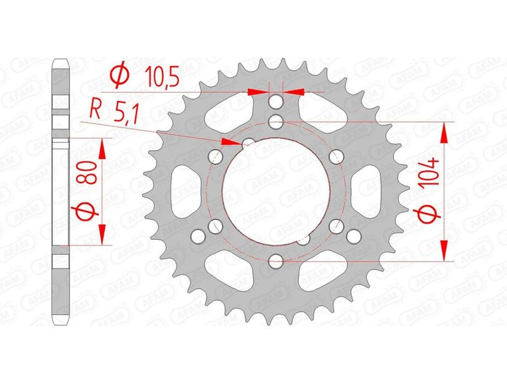 SP 1074819004 AFAM Standard Stahlritzel hinten 98300 - 520    passend fuer POLARIS TRAIL BOSS 250