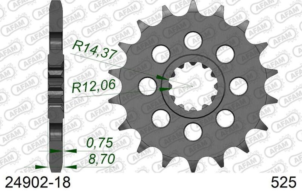 SP 1076530001 AFAM Standard Stahlritzel vorne 24902 - 525    passend fuer KAWASAKI NINJA H2