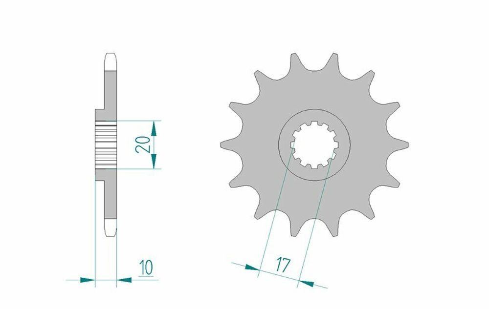 SP 1077129001 AFAM Standard Stahlritzel vorne 64201 - 520    passend fuer HUSQVARNA WR 125