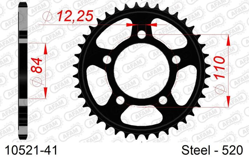 SP 1096615001 AFAM Steel Standard Rear Sprocket 10521 - 520    passend fuer HONDA CB 500 X