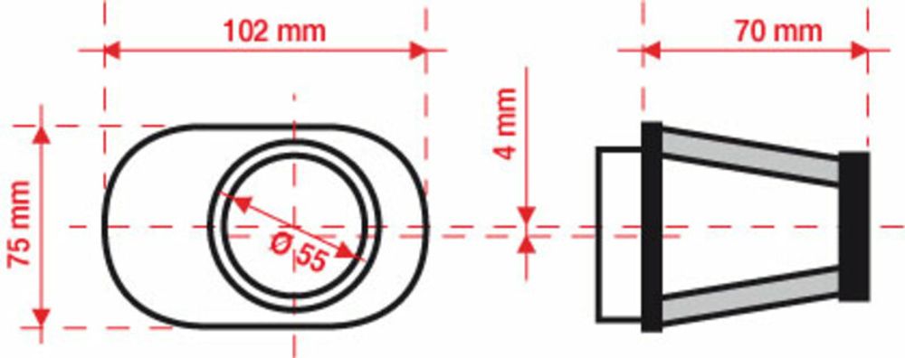 SP 1098121 BMC Luftfilter konisch, Mundstück rechts Ø 55 mm - FBPF55-70R  passend fuer