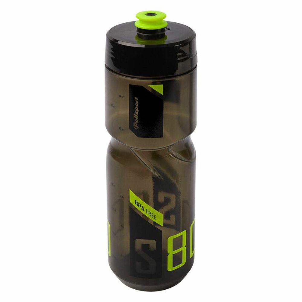 SP 1100449 POLISPORT Water Bottle S800 Clear Black/Lime Green Screw-On Cap 700ml  passend fuer