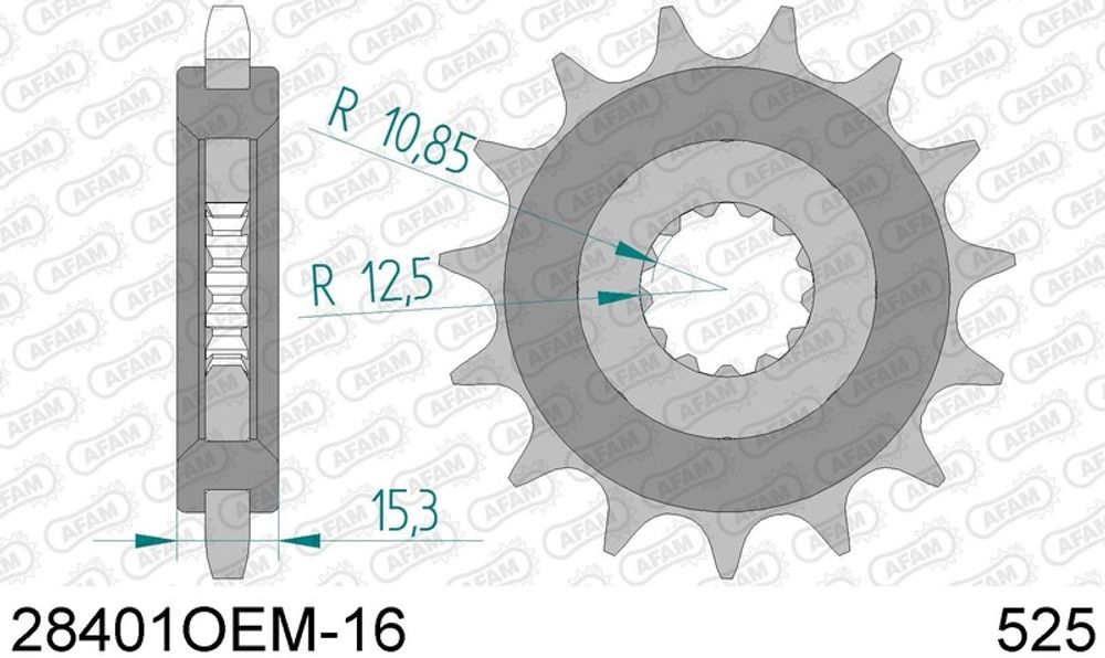 SP 1104249 AFAM Steel Noise-free Front Sprocket 28401 - 525    passend fuer KAWASAKI NINJA ZX-10 R