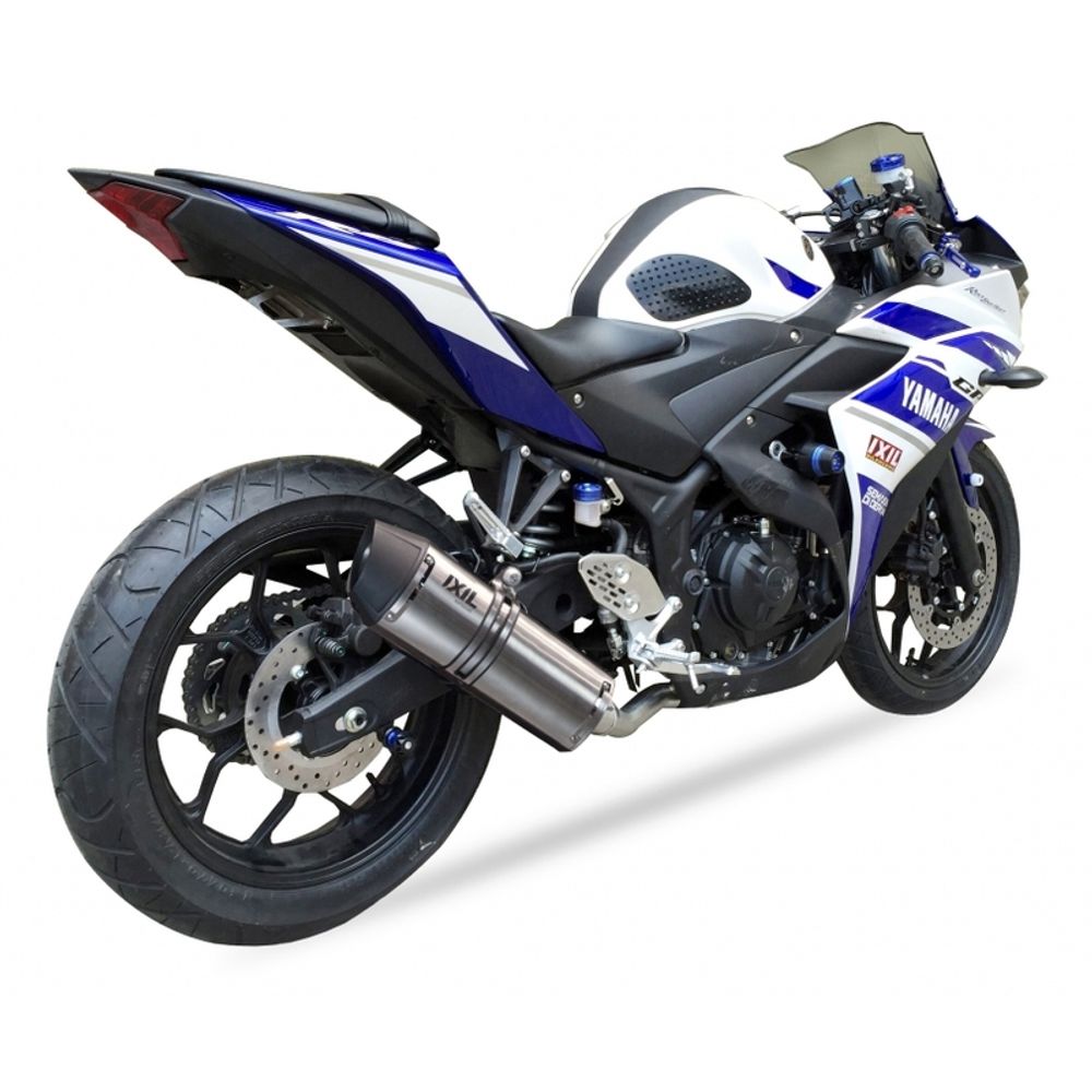 SP 1111317 IXIL Hexoval Xtrem Racing Endtopf - Edelstahl schwarz / Endkappe Aluminium schwarz - OY9025VSE    passend fuer YAMAHA YZF-R3