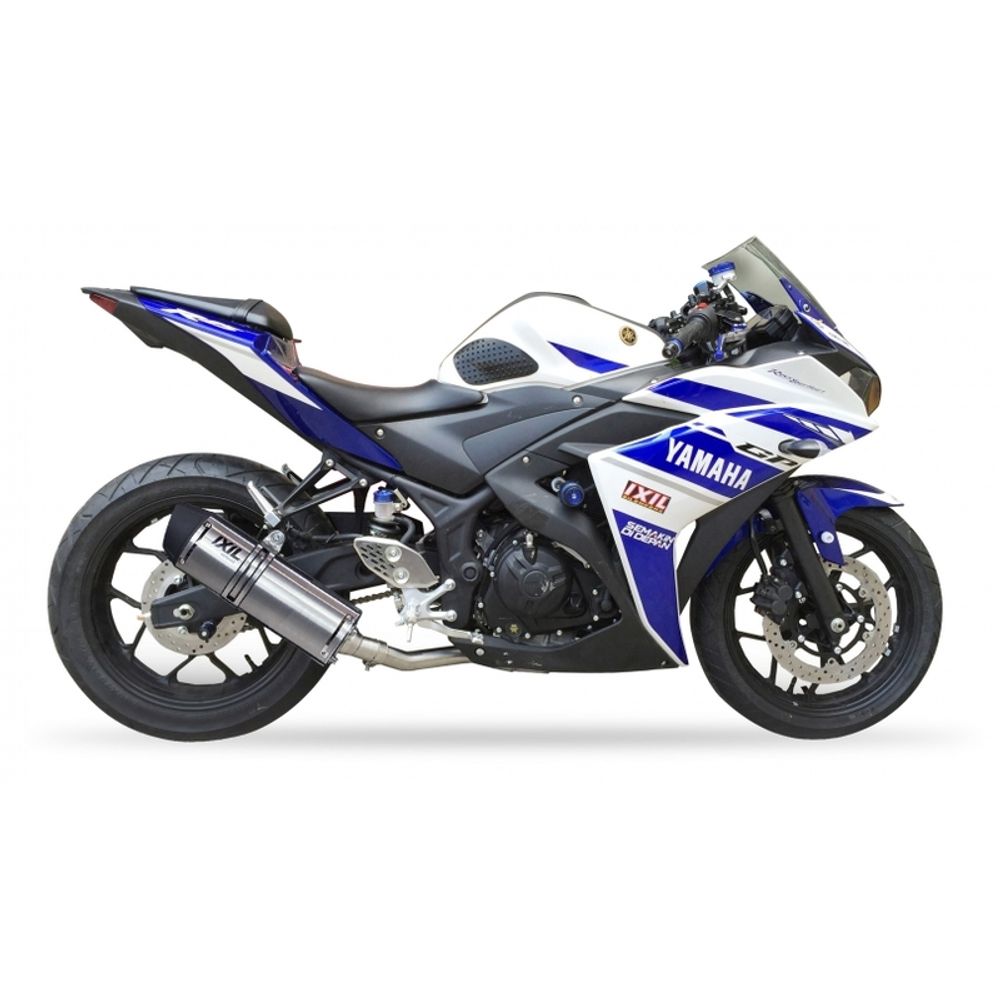 SP 1111317 IXIL Hexoval Xtrem Racing Endtopf - Edelstahl schwarz / Endkappe Aluminium schwarz - OY9025VSE    passend fuer YAMAHA YZF-R3