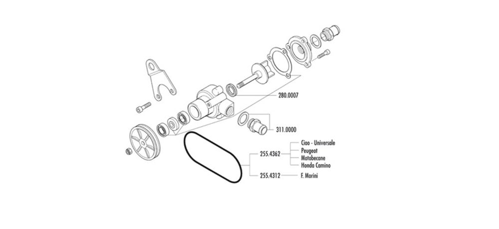 SP 1125931 POLINI Wasserpumpe für Motor  passend fuer PEUGEOT 103