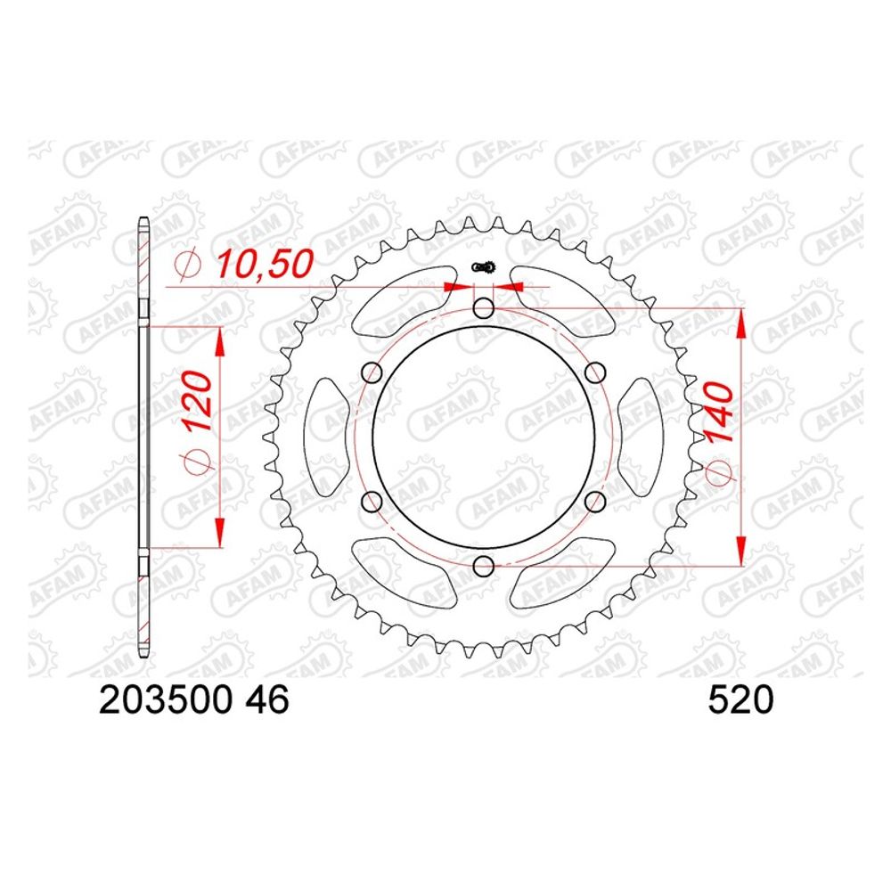 SP 1129685001 AFAM Standard Kettenrad hinten 203500 - 520    passend fuer MOTO MORINI 650 X-CAPE Schwarz