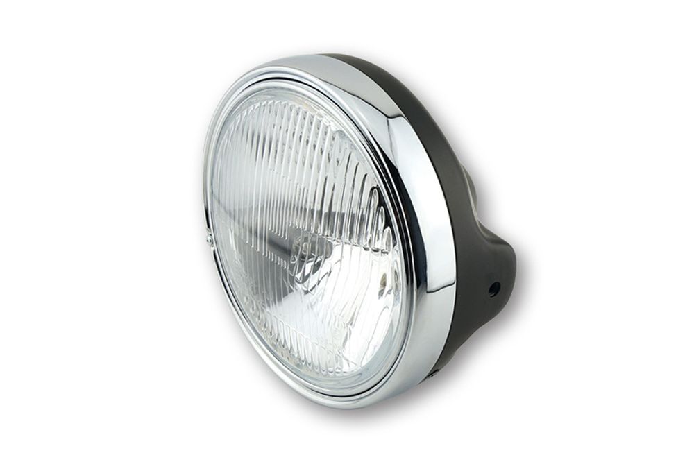 SP 1139760 HIGHSIDER smart 7 Zoll LTD Scheinwerfer Schwarz H4-Einsatz Mit Geprägtem Glas, E-Geprüft (1Stck)  passend fuer YAMAHA SR 250 Schwarz