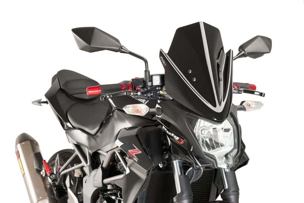 PUIG 7656N Windschutzscheibe New Generation Sport  passend fuer KAWASAKI 2015 Schwarz