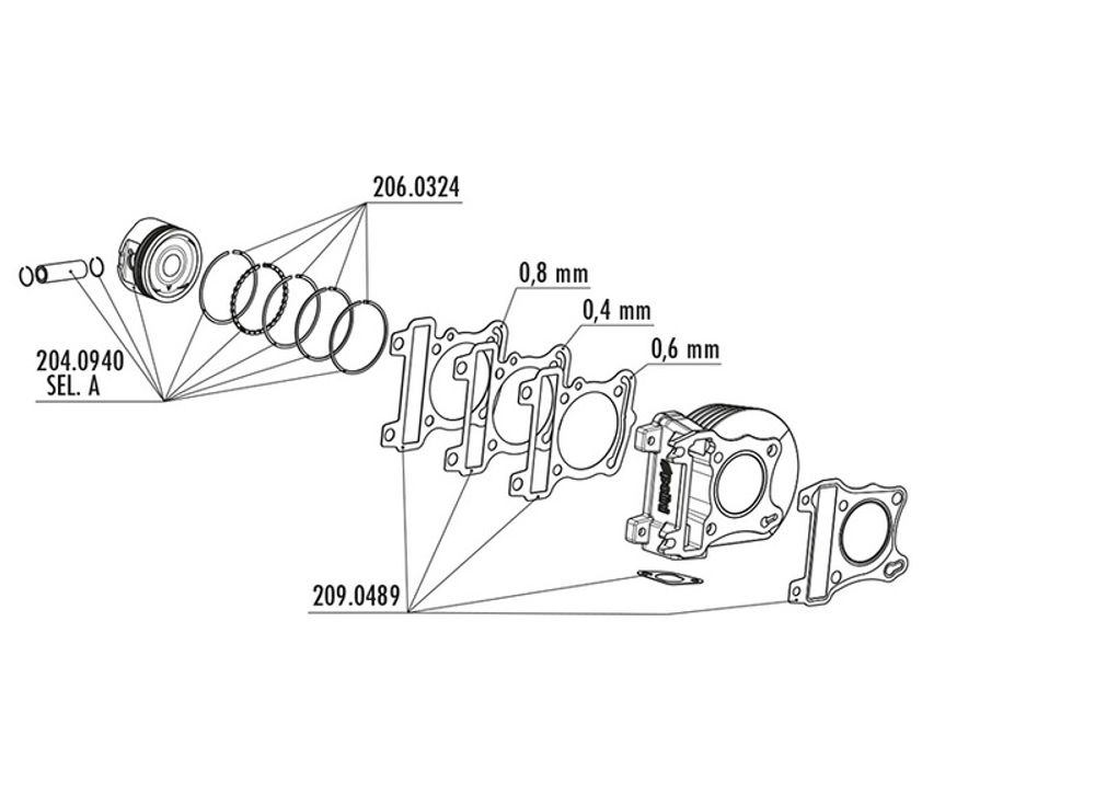 SP 1146918 POLINI Zylinderkit für Aprilia SXR Ø49 4T-3V  passend fuer APRILIA SXR 50