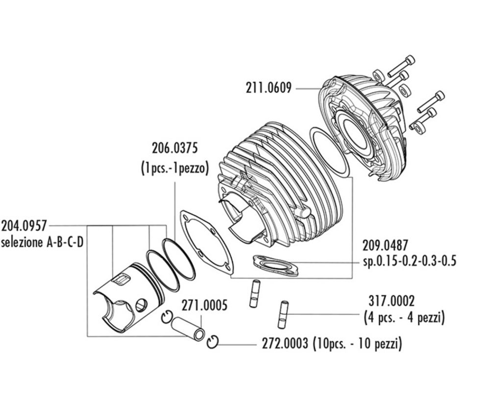 SP 1148107 POLINI Zylinder Kit   passend fuer VESPA VESPA ET3