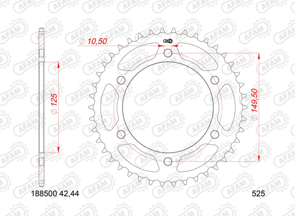 SP 1148604001 AFAM Stahl Standard Kettenrad 188500 - 525    passend fuer BENELLI TRK 502