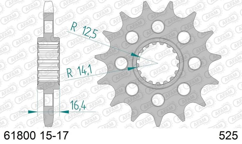 SP 1148606001 AFAM Geräuschgedämpftes Stahlritzel vorne 61800 - 525    passend fuer KTM 990 SUPER DUKE