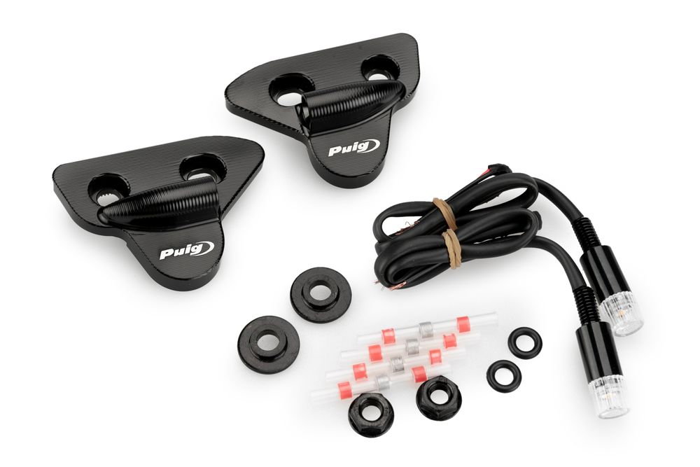 PUIG 22042N Rückspiegel Kappen mit Tab Blinkerset  passend fuer YAMAHA YZF-R1 Schwarz