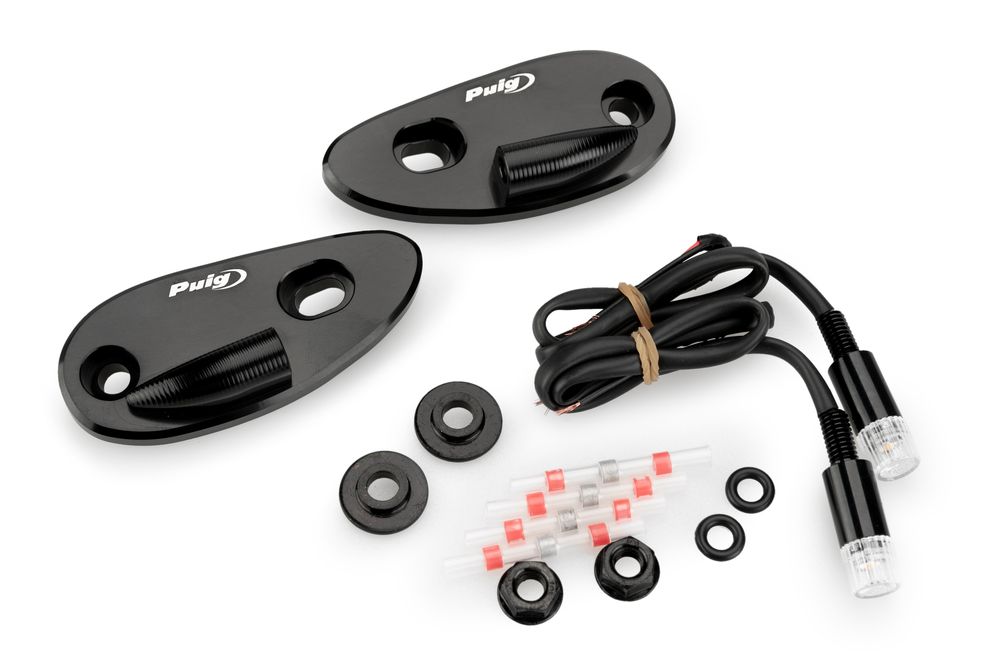 PUIG 22043N Rückspiegel Kappen mit Tab Blinkerset  passend fuer HONDA CBR1000RR FIREBLADE SP Schwarz