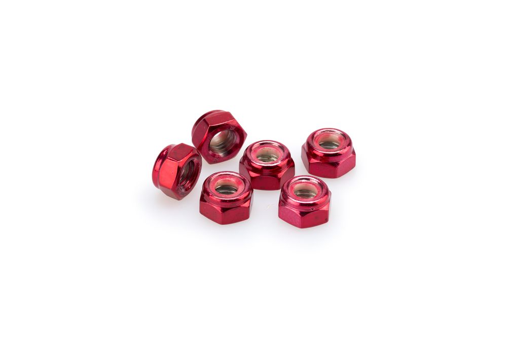 PUIG 0832R Muttern aus Anodisierten Aluminium  passend fuer UNIVERSAL UNIVERSAL Rot