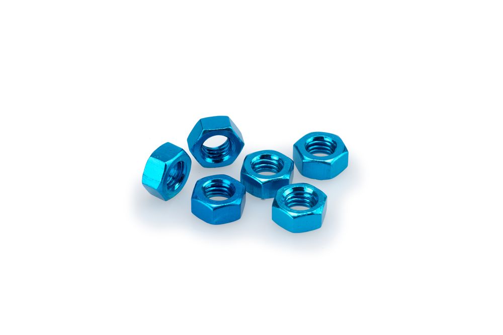 PUIG 0863A Muttern aus Anodisierten Aluminium  passend fuer UNIVERSAL UNIVERSAL Blau