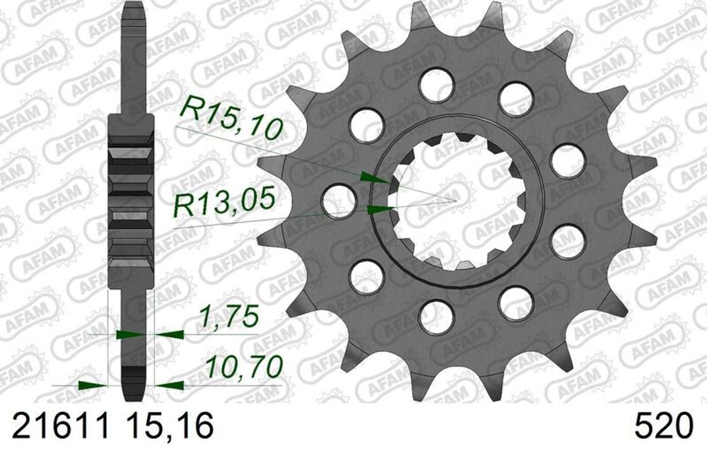 SP 3065053 AFAM Kettenkit 520XSR 43/15 Superverstärkt - Ultraleichtes harteloxiertes Kettenrad 13814    passend fuer