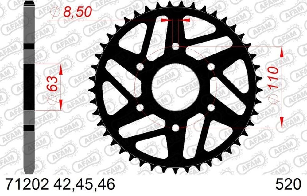 SP 3065060 AFAM Kettenkit 520XLR2 13/45 Standard - Standard Kettenrad 71202    passend fuer