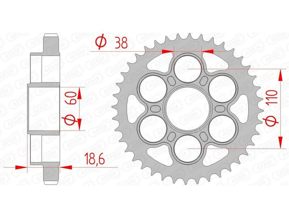 SP 3065075 AFAM Kettenkit 530XHR2 14/40 Super-verstärkt - Standard Kettenrad 50900    passend fuer