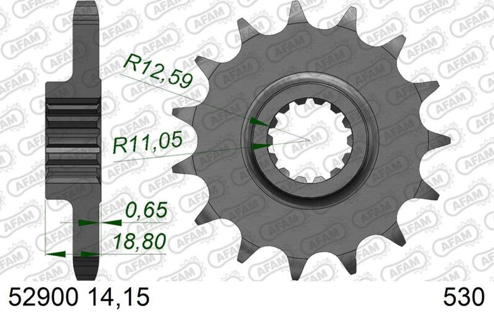 SP 3065076 AFAM Kettenkit 530XHR2 14/40 Super-verstärkt - Standard Kettenrad 50900    passend fuer