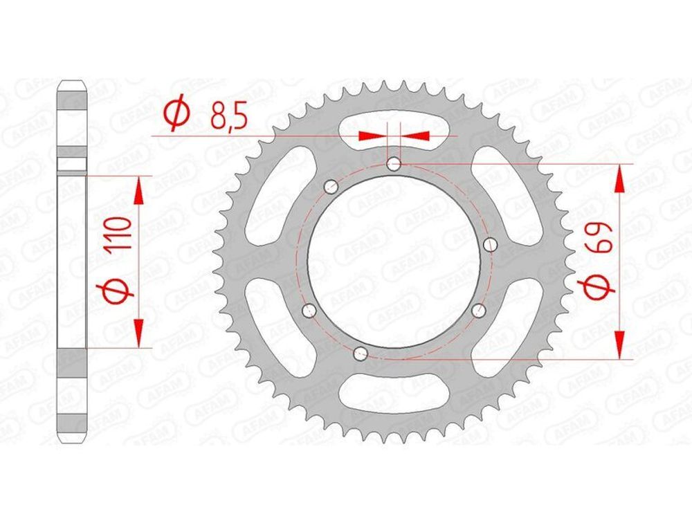 SP 3065278 AFAM Kettenkit A420M 12/56 - Standard Kettenrad Type 59104    passend fuer SHERCO SE 50