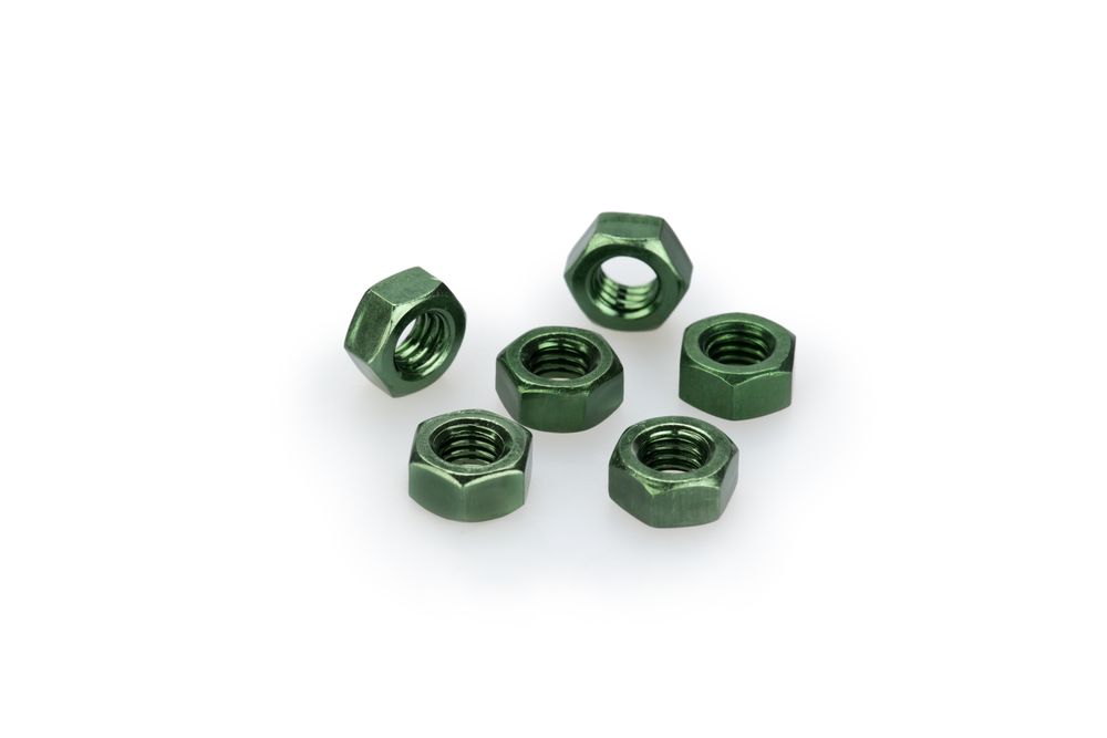 PUIG 0764V Muttern aus Anodisierten Aluminium  passend fuer UNIVERSAL UNIVERSAL Grün