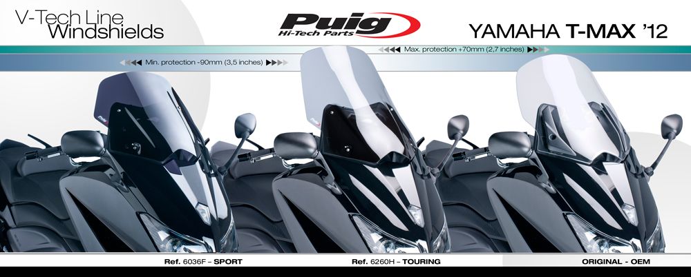 PUIG 6260H Windschutzscheibe V-Tech Line Touring  passend fuer YAMAHA T-MAX 530 Getönt