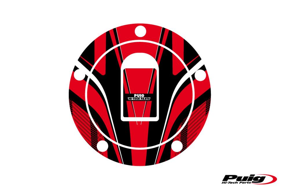 PUIG 6310R Tankdeckelabdeckungen Radikal  passend fuer KAWASAKI KLE500 Rot