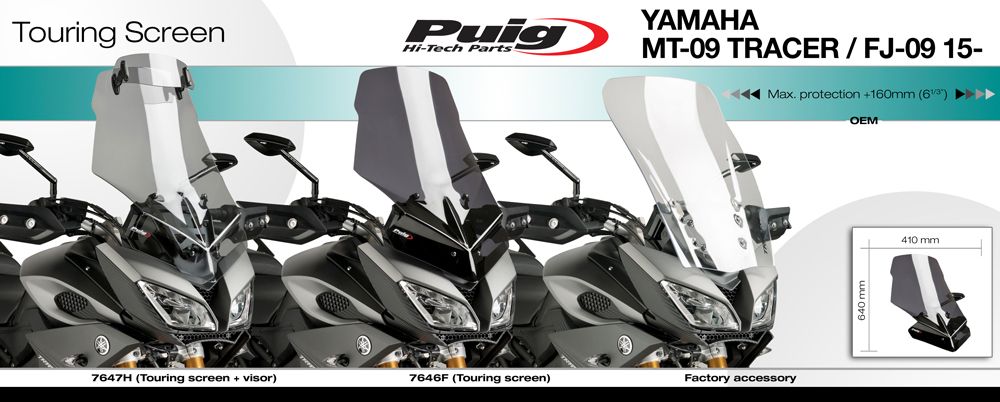 PUIG 7646W Tourenscheibe  passend fuer YAMAHA MT-09 TRACER Transparent