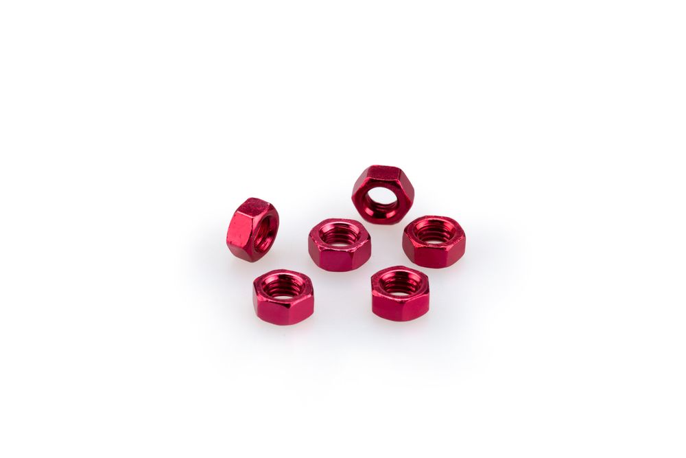 PUIG 0763R Muttern aus Anodisierten Aluminium  passend fuer UNIVERSAL UNIVERSAL Rot