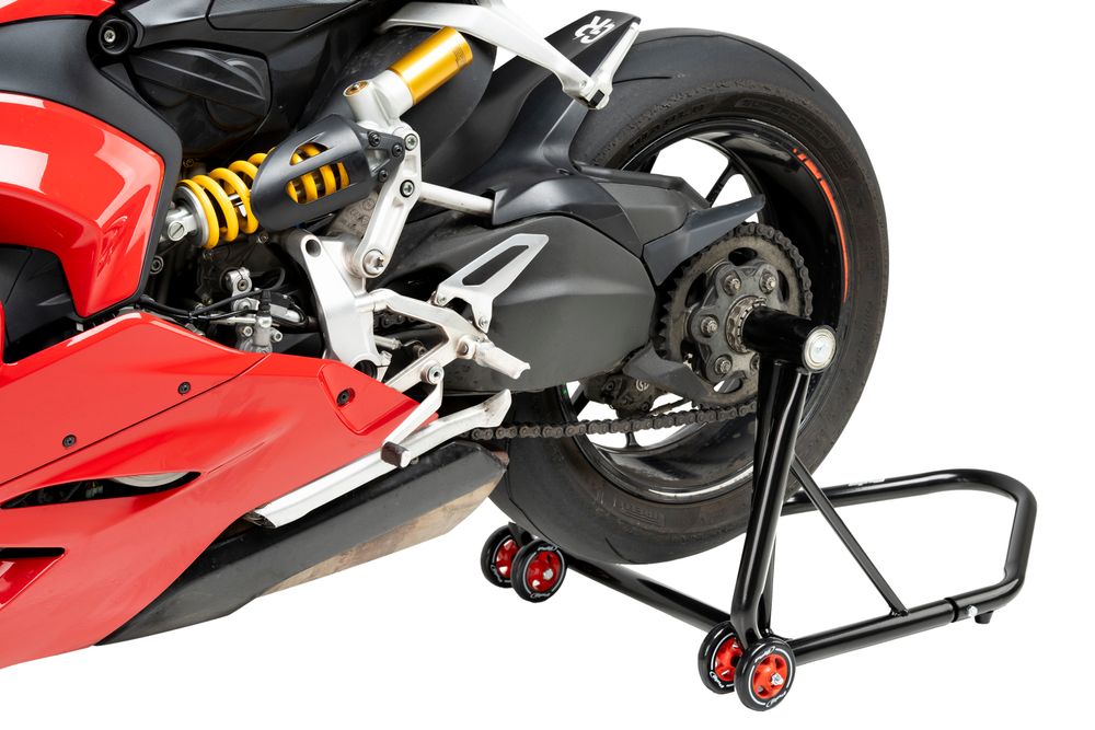 PUIG 8509N Hinterer Montageständer für Einarmschwinge mit Antrieb auf der linken Seite  passend fuer TRIUMPH SPEED TRIPLE 1200 RR Schwarz