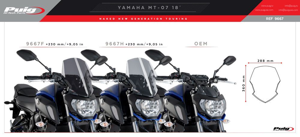 PUIG 9667F New Generation Touring  passend fuer YAMAHA MT-07 Stark getönt