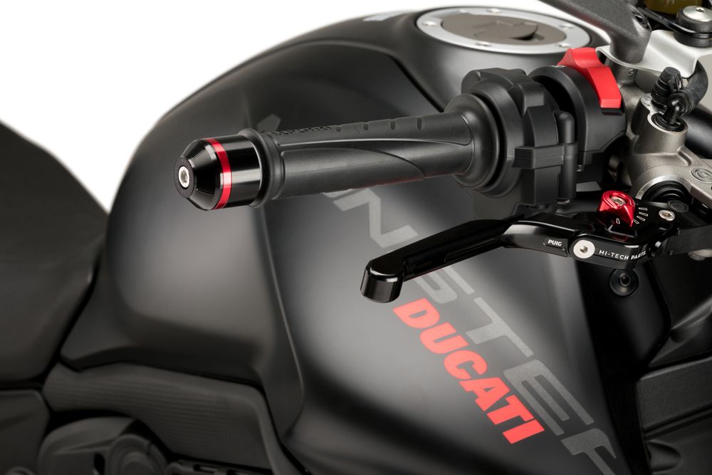 PUIG 20720N Kurze Lenkerendgewichte mit Ring  passend fuer DUCATI MONSTER 937 Schwarz