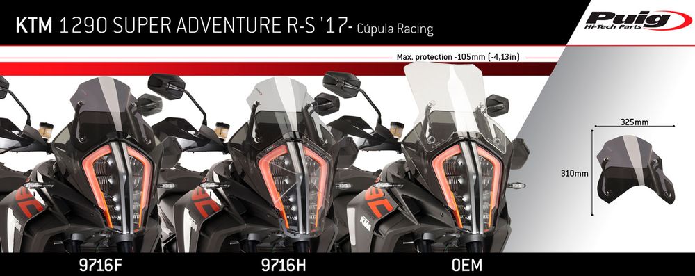 PUIG 9716W Sportscheibe  passend fuer KTM 1290 SUPER ADVENTURE R Transparent