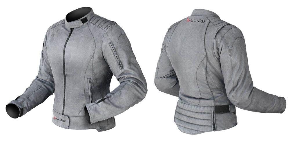 X-Guard Raid (Ladies) - Motorradjacke im Vintage Look - grau, Groesse XL