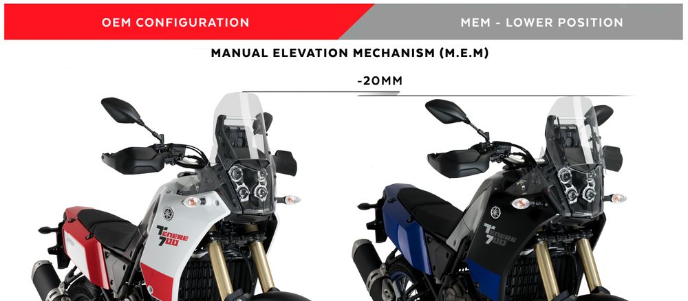PUIG 3732N M.E.M. (Manueller Hebemechanismus)  passend fuer YAMAHA TENERE 700 RALLY EDITION Schwarz