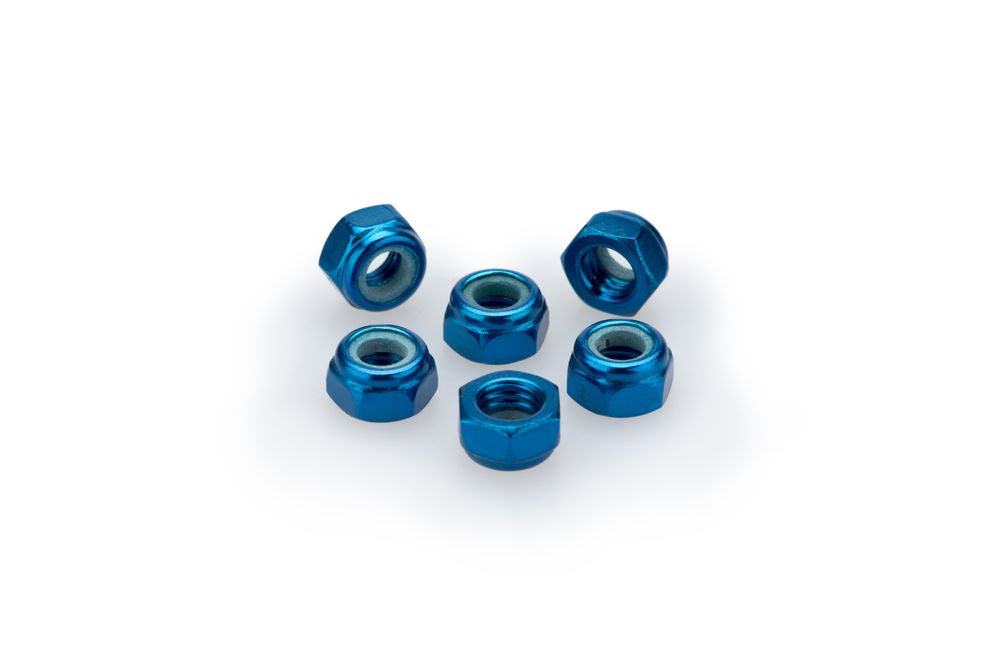 PUIG 0735A Muttern aus Anodisierten Aluminium  passend fuer UNIVERSAL UNIVERSAL Blau