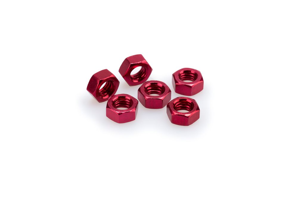 PUIG 0863R Muttern aus Anodisierten Aluminium  passend fuer UNIVERSAL UNIVERSAL Rot