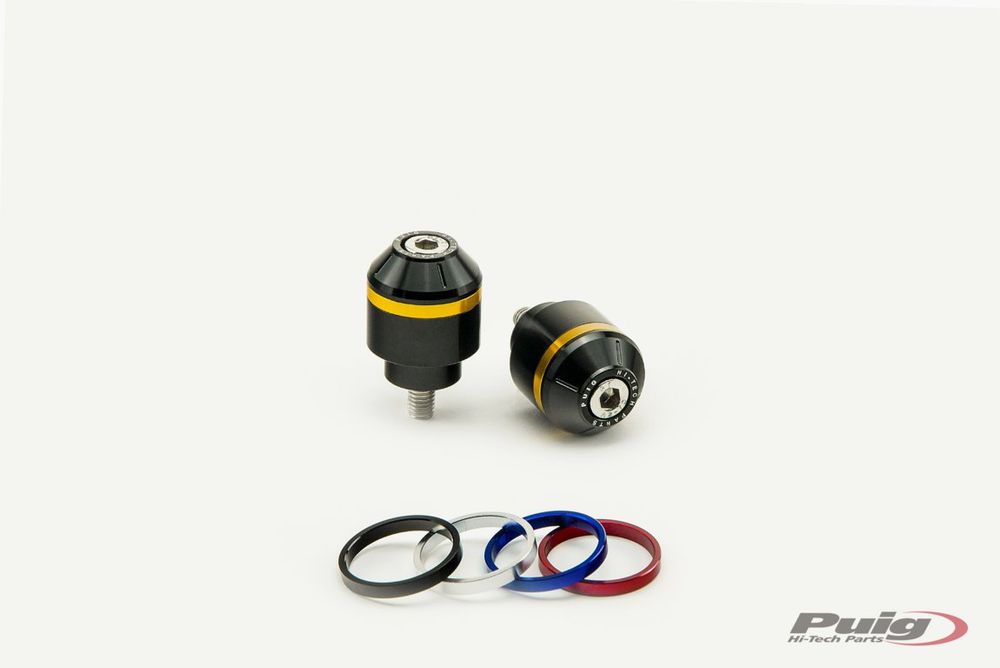 PUIG 9209N Kurze Lenkerendgewichte mit Ring  passend fuer YAMAHA MT-07 TRACER Schwarz