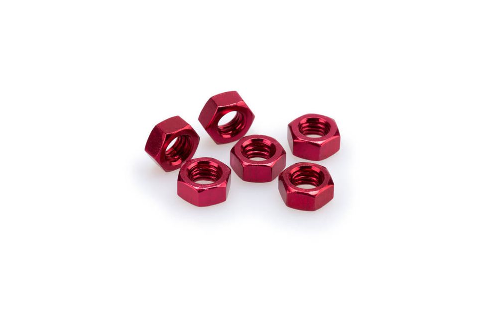 PUIG 0863R Muttern aus Anodisierten Aluminium  passend fuer UNIVERSAL UNIVERSAL Rot