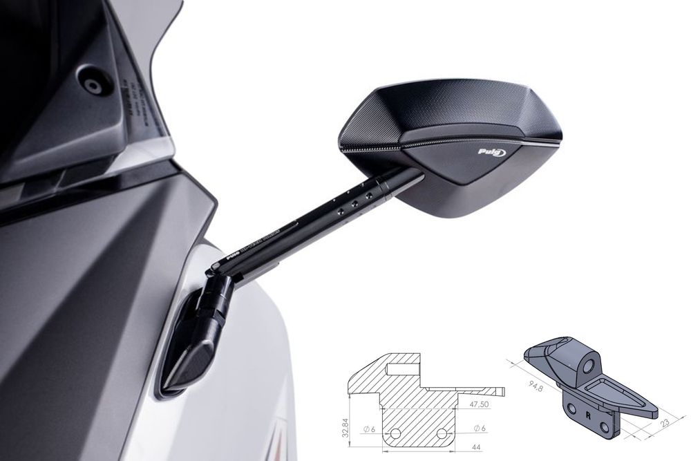 PUIG 9573N Z2 Rückspiegel  passend fuer YAMAHA T-MAX 530 Schwarz