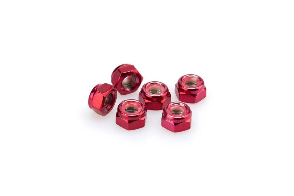 PUIG 0832R Muttern aus Anodisierten Aluminium  passend fuer UNIVERSAL UNIVERSAL Rot
